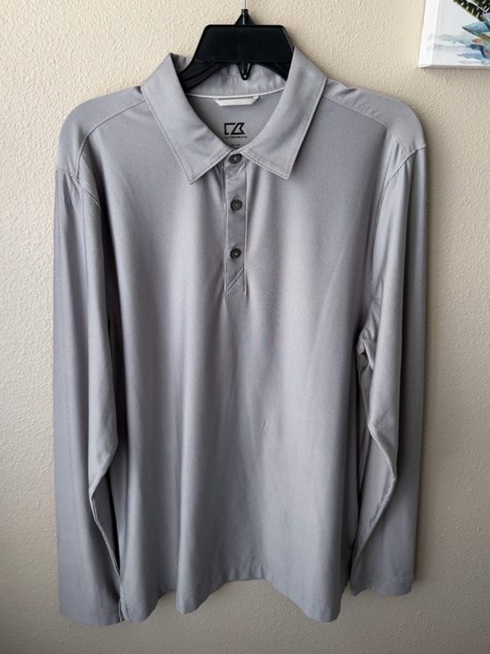 Cutter & Buck Other - Cutter and Buck Polo Medium Dry Tech Shirt Gray Long Sleeves Button Activewear